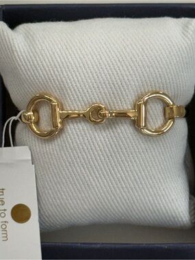 Gold Horsebit Link Bangle Bracelet - True to Form NIB